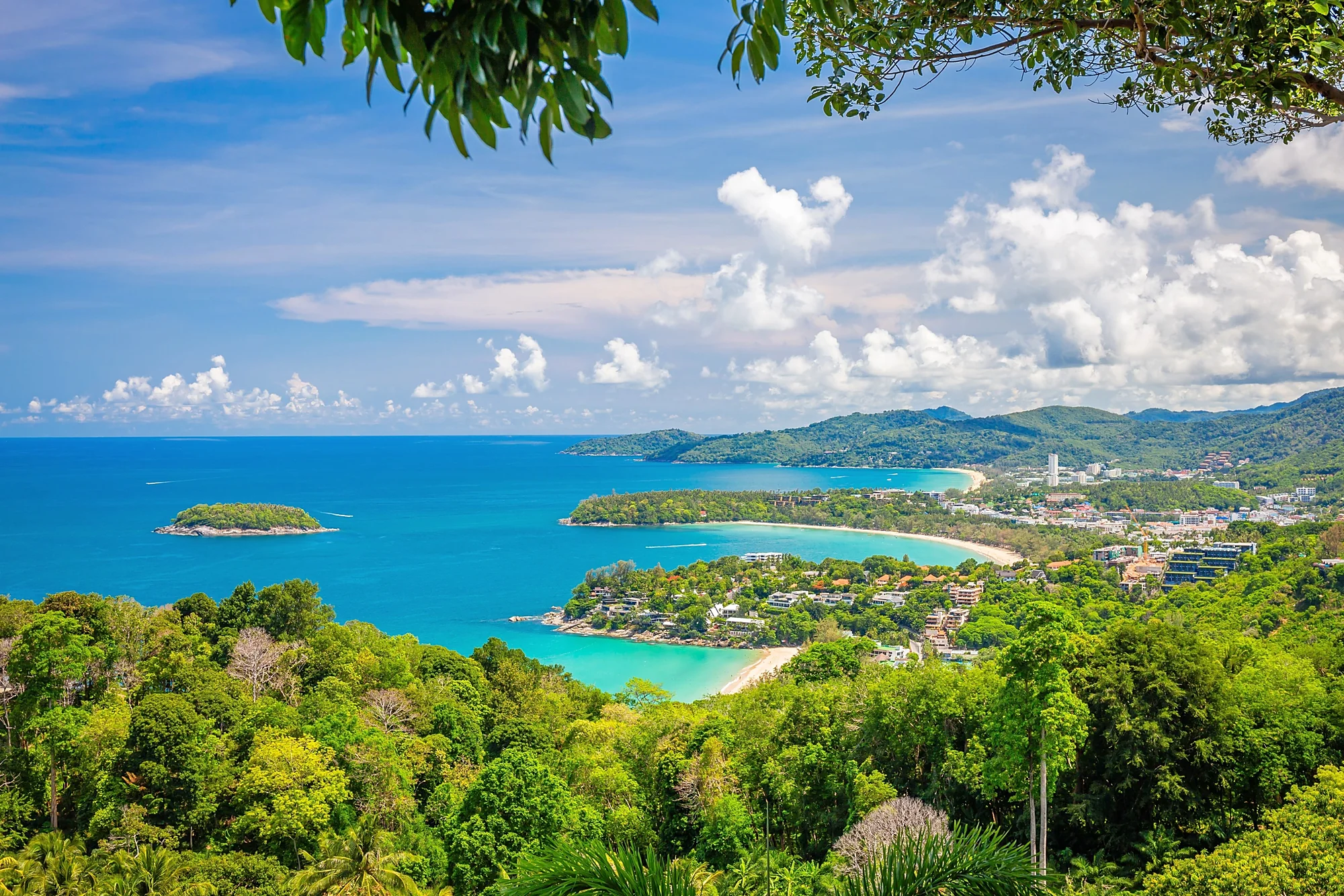 Panoramic coastal scenery from Karon Viewpoint on a Phuket city tour