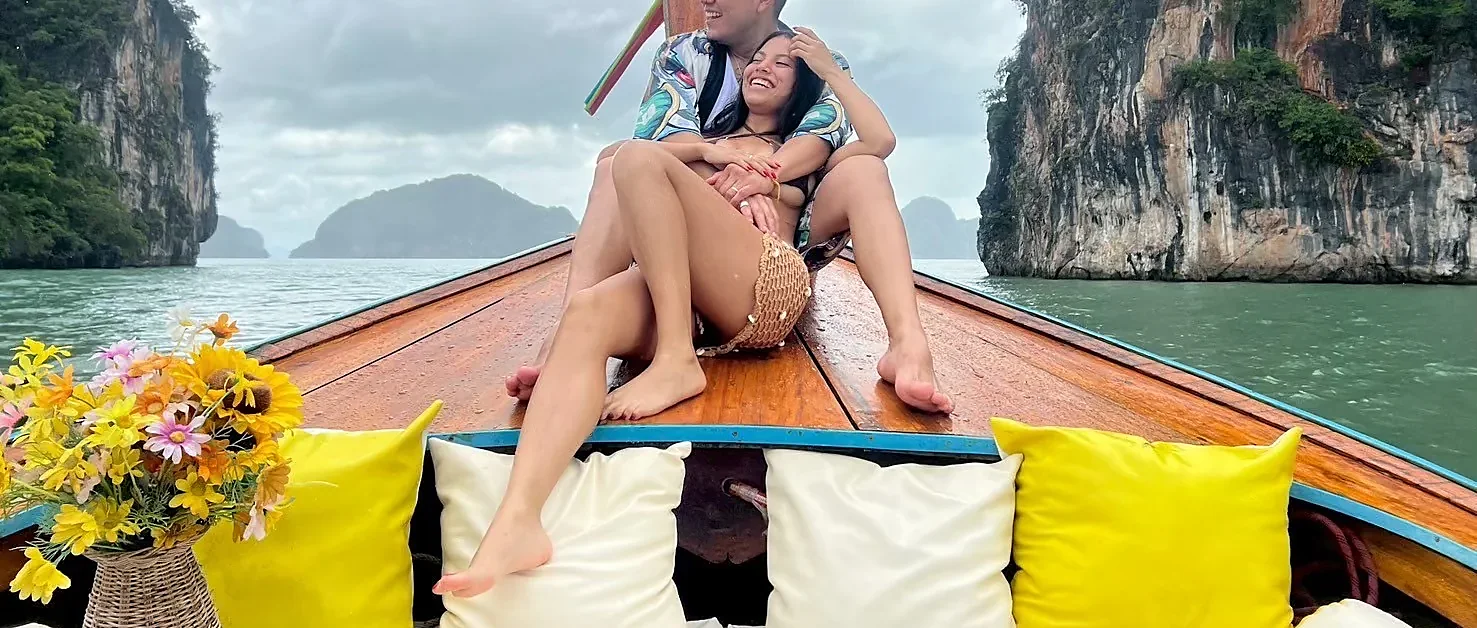 Private luxury longtail boat cruising near James Bond Island