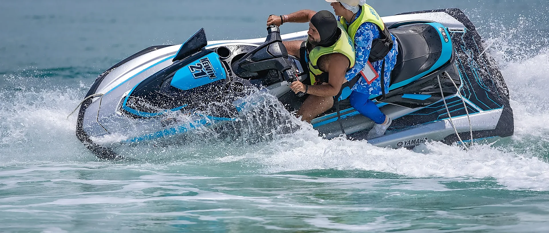 Riders explore Phuket's tropical coastline on Yamaha jet skis during a half-day island tour