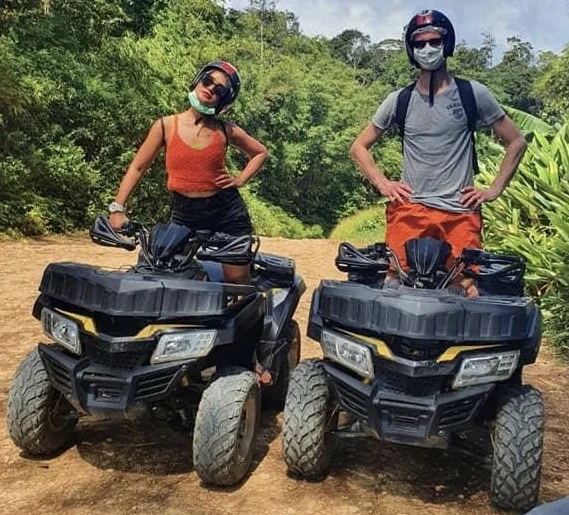 ATV rider exploring a rugged jungle trail on Samui Island during a two-hour adventure tour