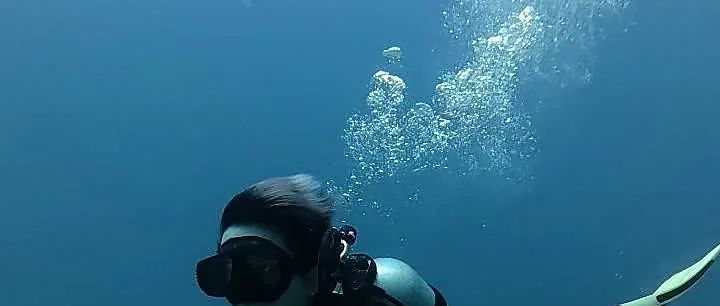 Scuba diver exploring the reef at Shark Point on a full-day three-dive tour from Phuket