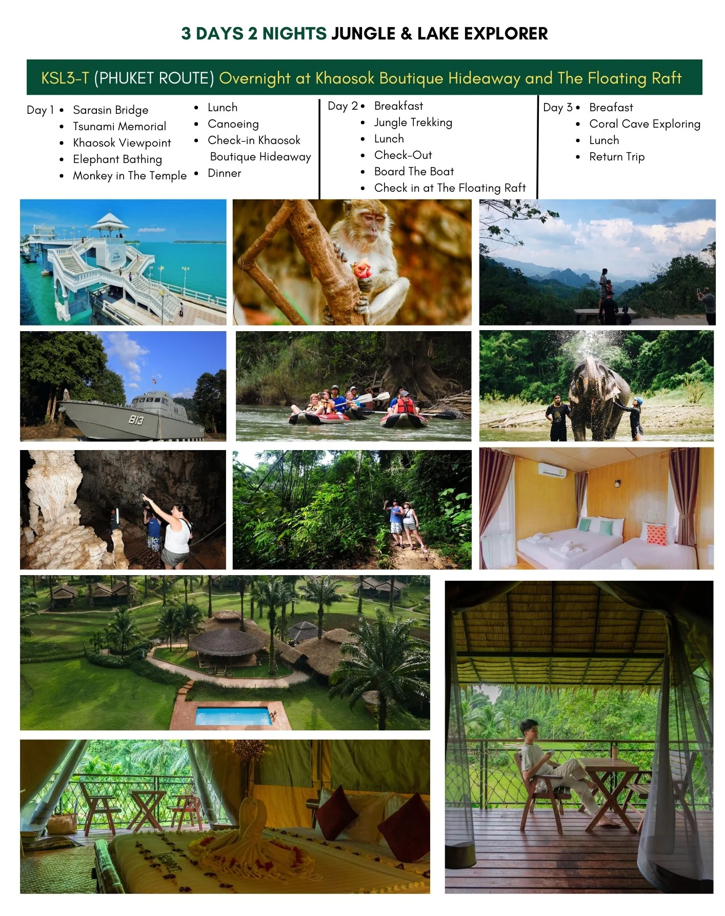 KSL3-T : 3Days 2Nights Junggle & Lake Explorer Cheow Lan Lake Explorer (Overnight at Khaosok Boutique Hideaway or Camps+The Raft House with Air-Con Room) *minimum 4-5 person — image 10