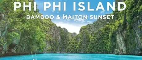 Speed catamaran cruising turquoise waters on a Phi Phi and Bamboo Island tour from Phuket