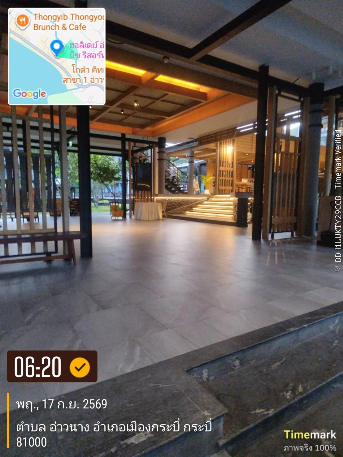 Early morning hotel entrance in Ao Nang, Krabi, ready for guest pickup