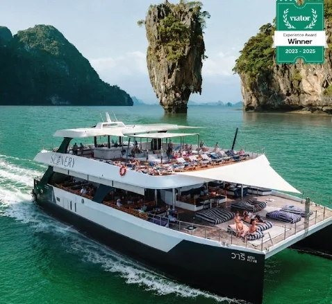 Seanery catamaran cruising from Phuket to James Bond Island