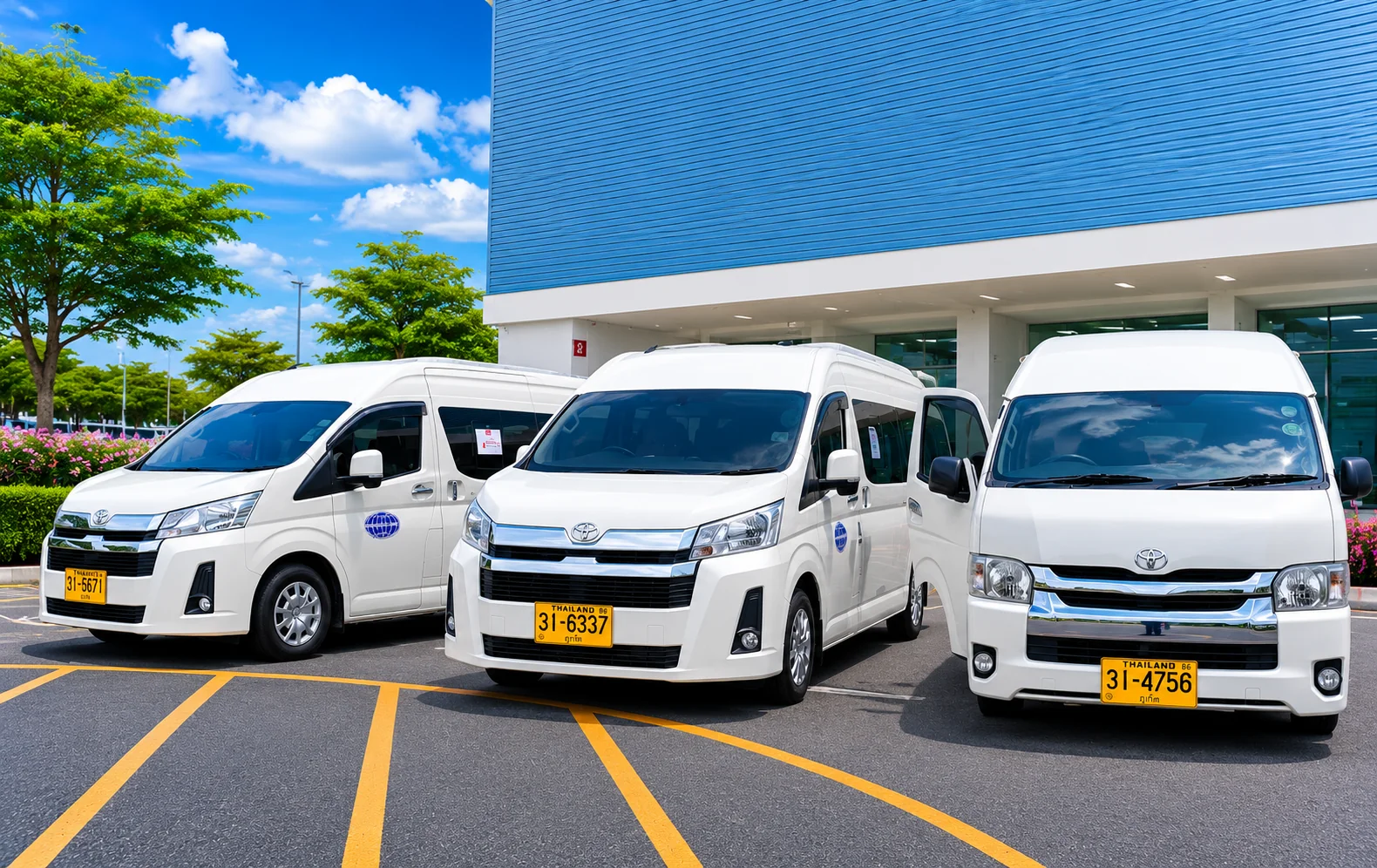 White van transfer for the Carnival Magic Show round trip from Patong Beach hotels in Phuket