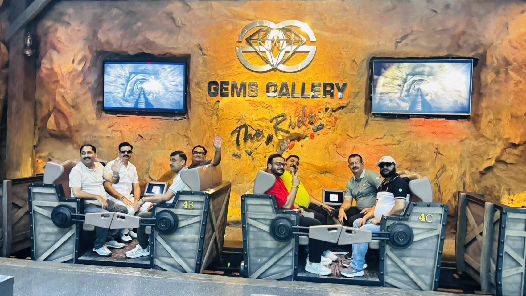 Group enjoying The Ride attraction inside Gems Gallery Phuket during a guided tour